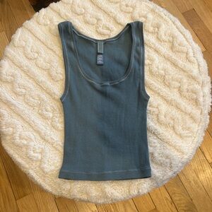 SKIMS Blue Ribbed Tank Top